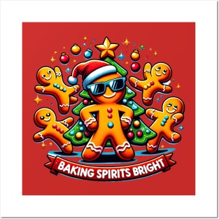 Baking Spirits Bright Gingerbread Man Funny Christmas Quote Design Posters and Art